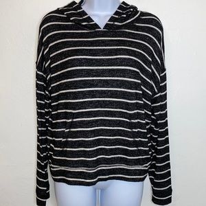American Eagle Women's  Black & White Striped Hoodie Soft  Pullover